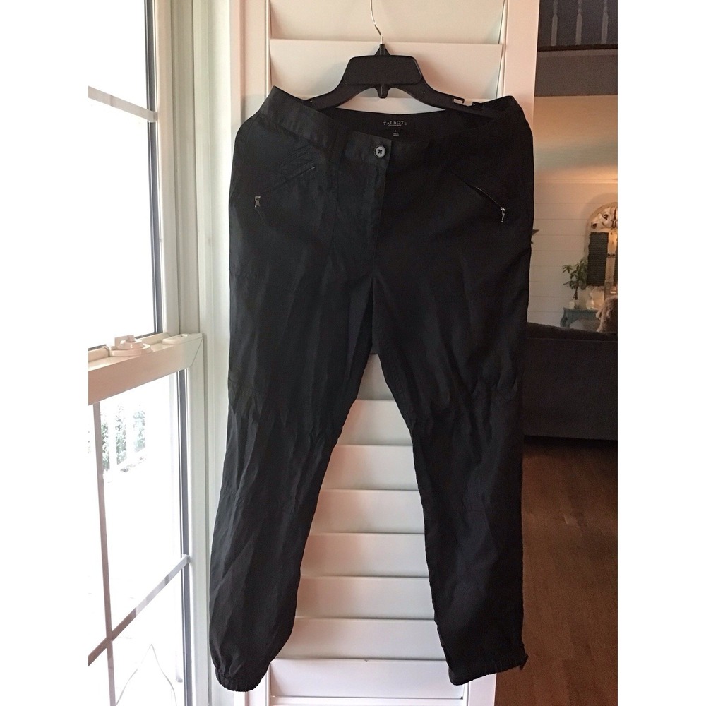 Talbots Women's Black Lightweight Woven Stretch Cargo Pants Size 4